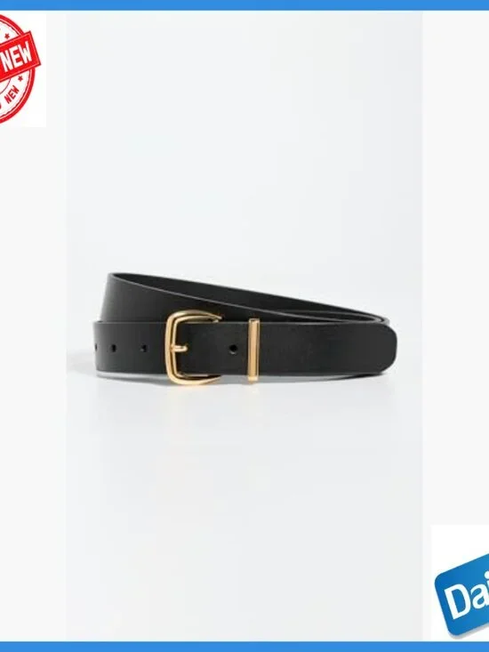 Large Leather Belt with Gold Buckle, Classic Fit for Women - Picture 2 of 4